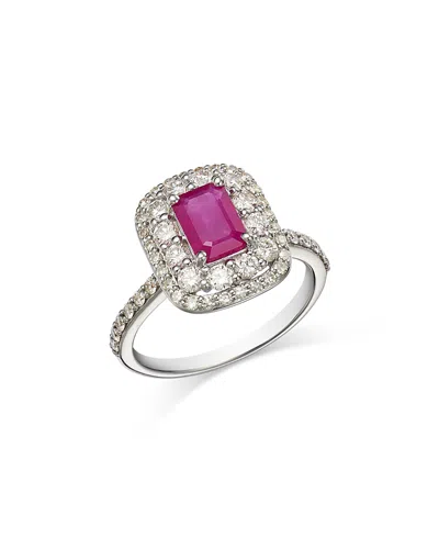 Bloomingdale's Fine Collection Ruby & Diamond Ring In 14k White Gold In Pink/white