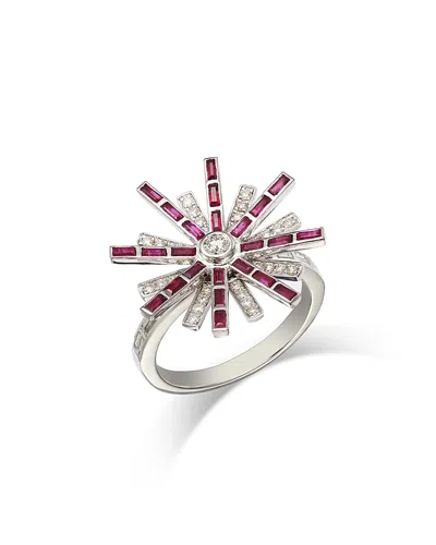 Bloomingdale's Fine Collection Ruby & Diamond Ring In 14k White Gold In Red/white