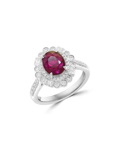 Bloomingdale's Fine Collection Ruby & Diamond Ring In 18k White Gold In Red/white
