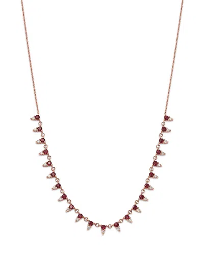Bloomingdale's Fine Collection Ruby & Diamond Statement Necklace In 14k Rose Gold