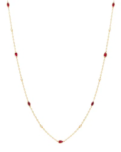 Bloomingdale's Fine Collection Ruby & Diamond Station Necklace In 14k Yellow Gold, 22 In Ruby/gold