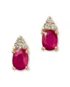 Bloomingdale's Fine Collection Ruby & Diamond Stud Earrings In 14k Yellow Gold In Multi
