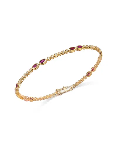 Bloomingdale's Fine Collection Ruby & Diamond Tennis Bracelet In 14k Yellow Gold In Multi