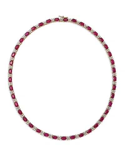 Bloomingdale's Fine Collection Ruby & Diamond Tennis Necklace In 14k Yellow Gold, 16 In Red/gold