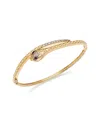 Bloomingdale's Fine Collection Ruby & Diamond Textured Snake Bangle Bracelet In 14k Yellow Gold