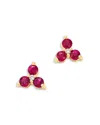 Bloomingdale's Fine Collection Ruby & Diamond Trio Stud Earrings In 14k Yellow Gold In Red