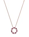 Bloomingdale's Fine Collection Ruby & White Sapphire Circle Pendant Necklace In 14k Rose Gold, 18 In Pink