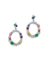 Bloomingdale's Fine Collection Ruby, Emerald & Rainbow Sapphire Doorknocker Drop Earrings In 14k White Gold In White