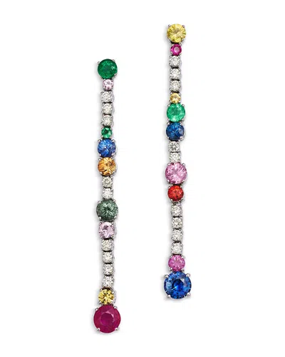 Bloomingdale's Fine Collection Ruby, Emerald & Rainbow Sapphire Drop Earrings In 14k White Gold