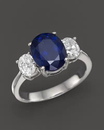 Bloomingdale's Fine Collection Sapphire And Diamond 3-stone Ring In 14k White Gold - Exclusive In Metallic
