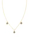 Bloomingdale's Fine Collection Sapphire & Diamond Bezel Clover Station Necklace In 14k Yellow Gold, 17 In Sapphire/gold
