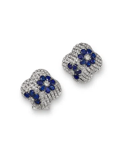 Bloomingdale's Fine Collection Sapphire & Diamond Clover Earrings In 14k White Gold