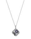 Bloomingdale's Fine Collection Sapphire & Diamond Clover Pendant Necklace In 14k White Gold, 16-18 In Gold