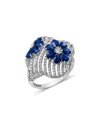 Bloomingdale's Fine Collection Sapphire & Diamond Clover Ring In 14k White Gold In Gold