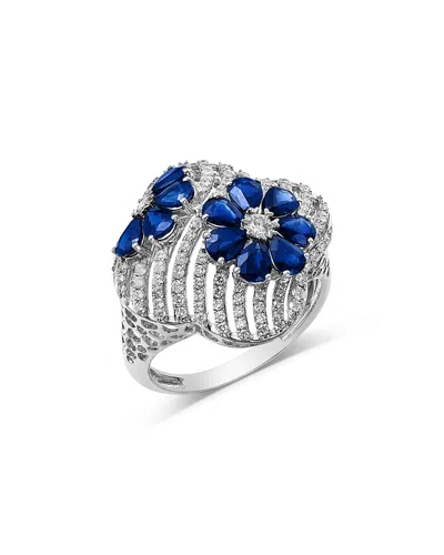 Bloomingdale's Fine Collection Sapphire & Diamond Clover Ring In 14k White Gold