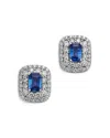 Bloomingdale's Fine Collection Sapphire & Diamond Double Halo Statement Stud Earrings In 14k White Gold In Blue/white Gold