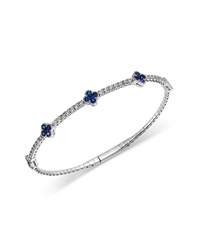 Bloomingdale's Fine Collection Sapphire & Diamond Flexible Bangle In 14k White Gold In Multi