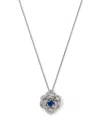 Bloomingdale's Fine Collection Sapphire & Diamond Flower Pendant Necklace In 14k White Gold, 16 In White