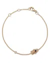 Bloomingdale's Fine Collection Sapphire & Diamond Hamsa Bracelet In 14k Yellow Gold In Blue/gold