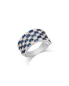 Bloomingdale's Fine Collection Sapphire & Diamond Multi Row Ring In 14k White Gold In Blue/white