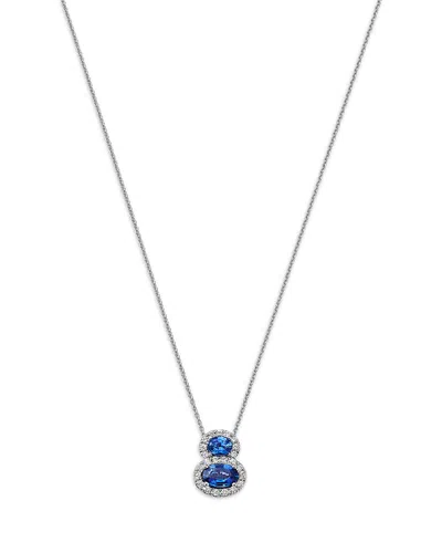 Bloomingdale's Fine Collection Sapphire & Diamond Pendant Necklace In 14k White Gold, 20
