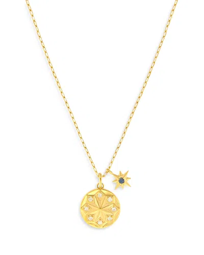 Bloomingdale's Fine Collection Sapphire & Diamond Starburst Charm Pendant Necklace In 14k Yellow Gold, 17 In Blue/gold