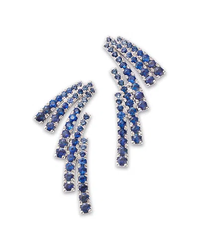 Bloomingdale's Fine Collection Sapphire Ear Climber Earrings In 14k White Gold, 2.0 Ct. T. W. In Blue/white