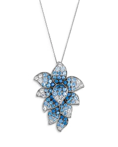 Bloomingdale's Fine Collection Sapphire Ombre & White Sapphire Pendant Necklace In 14k White Gold, 20 In Blue/white