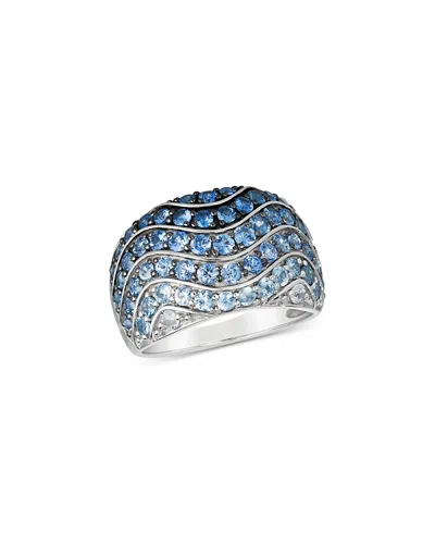 Bloomingdale's Fine Collection Sapphire Ombre & White Sapphire Statement Ring In 14k White Gold In Blue/white