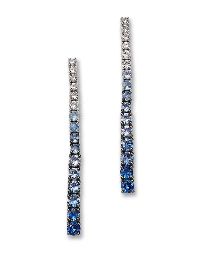 Bloomingdale's Fine Collection Sapphire Ombre Linear Earrings In 14k White Gold In Blue/white