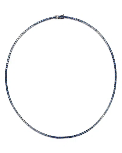 Bloomingdale's Fine Collection Sapphire Ombre Tennis Necklace In 14k White Gold, 16