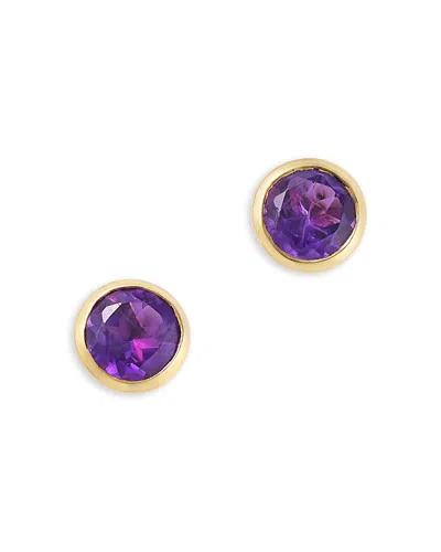 Bloomingdale's Fine Collection Semi Precious Gemstone Bezel Set Stud Earrings In 14k Yellow Gold