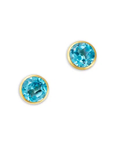 Bloomingdale's Fine Collection Semi Precious Gemstone Bezel Set Stud Earrings In 14k Yellow Gold