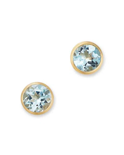 Bloomingdale's Fine Collection Semi Precious Gemstone Bezel Set Stud Earrings In 14k Yellow Gold In Blue