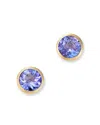 Bloomingdale's Fine Collection Semi Precious Gemstone Bezel Set Stud Earrings In 14k Yellow Gold In Purple