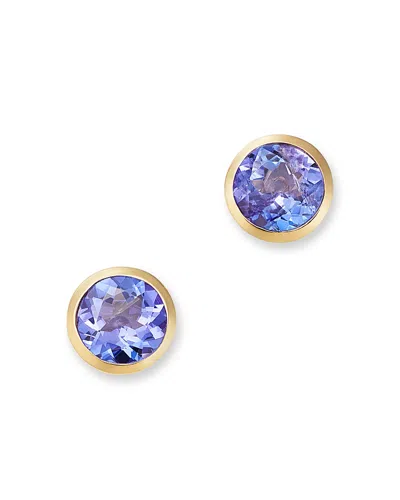 Bloomingdale's Fine Collection Semi Precious Gemstone Bezel Set Stud Earrings In 14k Yellow Gold In Purple
