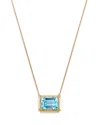 Bloomingdale's Fine Collection Sky Blue Topaz & Diamond Frame Pendant Necklace In 14k Yellow Gold, 18 In Blue/gold