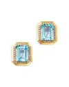 Bloomingdale's Fine Collection Sky Blue Topaz & Diamond Frame Stud Earrings In 14k Yellow Gold In Blue/gold