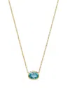 Bloomingdale's Fine Collection Sky Blue Topaz Oval Bezel Pendant Necklace In 14k Yellow Gold, 16-18