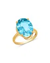 Bloomingdale's Fine Collection Sky Blue Topaz Oval Ring In 14k Yellow Gold In Blue