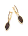 Bloomingdale's Fine Collection Smokey Quartz & Diamond Dangle Huggie Hoop Earrings In 14k Yellow Gold In Gold