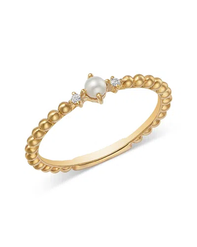 Bloomingdale's Fine Collection Spring Pearl Freshwater Pearl & Diamond Bead Ring In 14k Yellow Gold