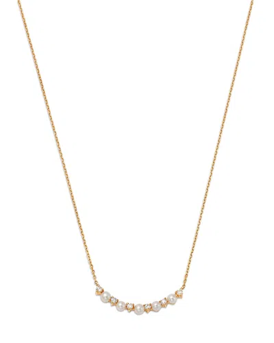 Bloomingdale's Fine Collection Spring Pearl Freshwater Pearl & Diamond Curved Bar Necklace In 14k Yellow Gold, 16-18