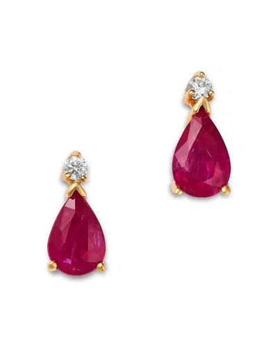 Bloomingdale's Fine Collection Stone & Diamond Pear Stud Earrings In 14k Yellow Gold