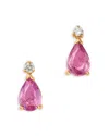 Bloomingdale's Fine Collection Stone & Diamond Pear Stud Earrings In 14k Yellow Gold