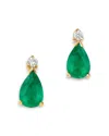 Bloomingdale's Fine Collection Stone & Diamond Pear Stud Earrings In 14k Yellow Gold In Multi