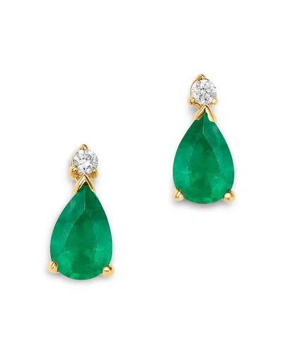 Bloomingdale's Fine Collection Stone & Diamond Pear Stud Earrings In 14k Yellow Gold In Multi