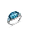 Bloomingdale's Fine Collection Swiss Blue Topaz & Diamond Ring In 14k White Gold In Metallic