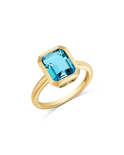 Bloomingdale's Fine Collection Swiss Blue Topaz Bezel Ring In 14k Yellow Gold In Blue/gold