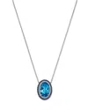 Bloomingdale's Fine Collection Swiss Blue Topaz, Blue Sapphire & Diamond Halo Pendant Necklace In 14k White Gold, 1 In Blue